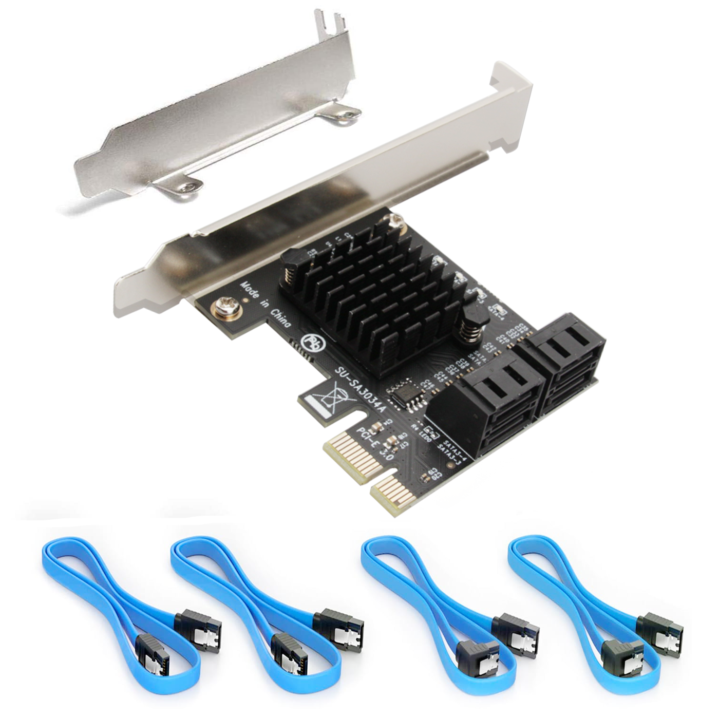 PCIe SATA Card, 4 Port with 4 SATA Cable(3034A)